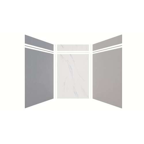 Expressions 60-in x 60-in x 96-in Glue to Wall 3-Piece Shower Kit, Grey / Bianca, EWKX60608412-3941