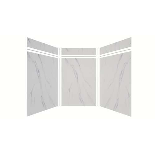 Expressions 60-in x 60-in x 96-in Glue to Wall 3-Piece Shower Kit, Bianca, EWKX60608412-41