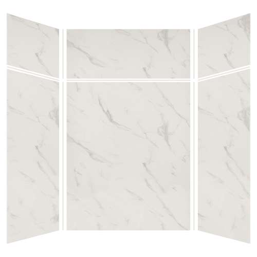 Expressions 60-in x 60-in x 96-in Glue to Wall 3-Piece Shower Kit, Bianca, EWKX60607224-41