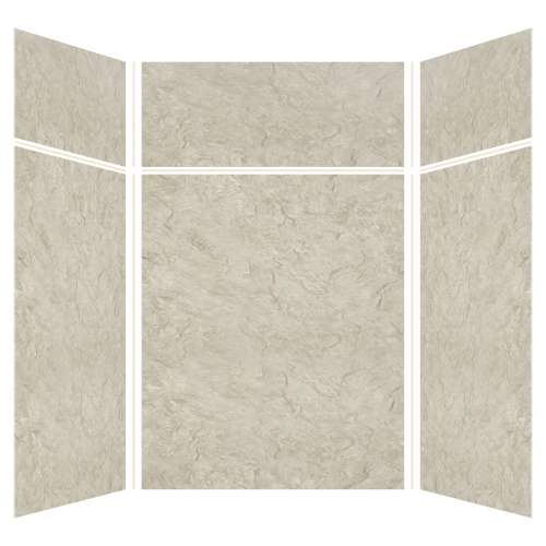 Expressions 60-in x 60-in x 96-in Glue to Wall 3-Piece Shower Kit, Sea Fog, EWKX60607224-44