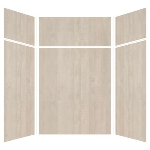 Expressions 60-in x 60-in x 96-in Glue to Wall 3-Piece Shower Kit, Bleached Oak, EWKX60607224-45