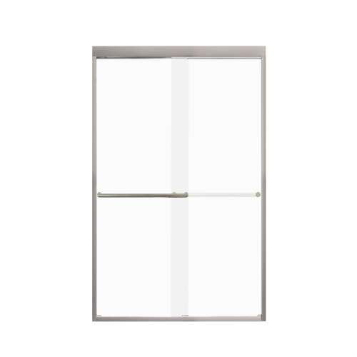 FBPT487608F-T-BN Frederick 45.75-47 in. W x 76 in. H Semi-Frameless Bypass Shower Door in Brushed Stainless with Frosted Glass