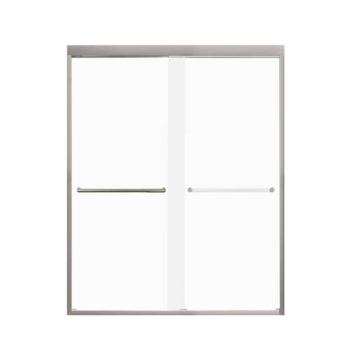FBPT607608F-T-BN Frederick 57.75-59 in. W x 76 in. H Semi-Frameless Bypass Shower Door in Brushed Stainless with Frosted Glass