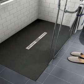FZS7248C-09 Trimslate 72-in x 48-in Zero Threshold Shower Base with Center Drain, Black