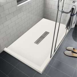 Transolid FZSDT7248C-32 Trimslate 72-in x 48-in Shower Base with Adjustable Double Threshold and Center Drain, Cameo