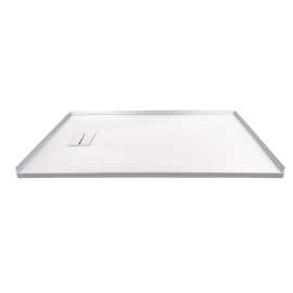 Trimslate  Elite 60-in x 32-in Zero Threshold Tub Replacement Shower Base with End Drain, White, SMFZSE6032-31