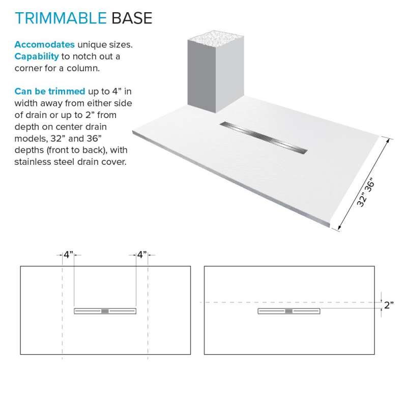 Transolid FZST6736C-31 Trimslate 67-in x 36-in Shower Base with
