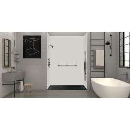 FZS7940C-09 Trimslate 79-in x 40-in Zero Threshold Shower Base with Center Drain, Black
