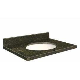 G3119-E3 Nouveau 31-in x 19-in Granite Single Bowl Vanity Top With Eased Edge, Uba Verde
