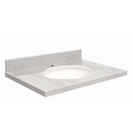 G4922-M1 Nouveau 49-in x 22-in Marble Single Bowl Vanity Top With Eased Edge, White Carrara