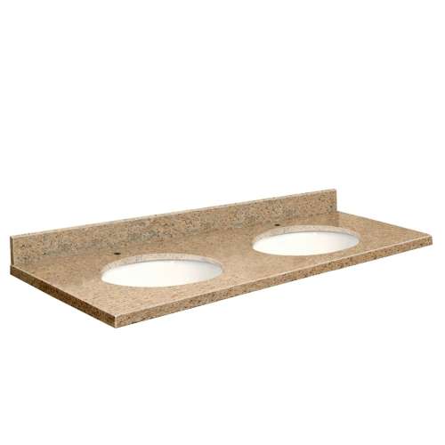 G61222-E1 Nouveau 61-in x 22-in Granite Double Bowl Vanity Top With Eased Edge, Gaillo Veneziano