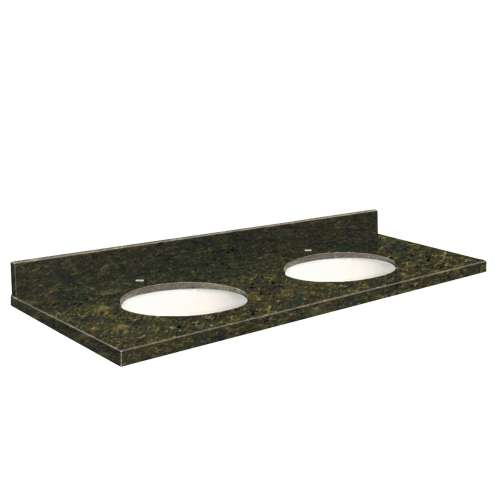 G61222-E3 Nouveau 61-in x 22-in Granite Double Bowl Vanity Top With Eased Edge, Uba Verde