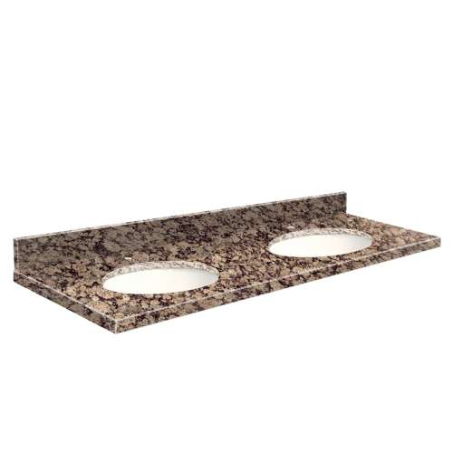 G61222-E5 Nouveau 61-in x 22-in Granite Double Bowl Vanity Top With Eased Edge, Baltic Brown