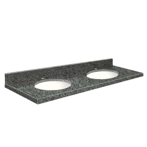 G61222-E8 Nouveau 61-in x 22-in Granite Double Bowl Vanity Top With Eased Edge, Blue Pearl