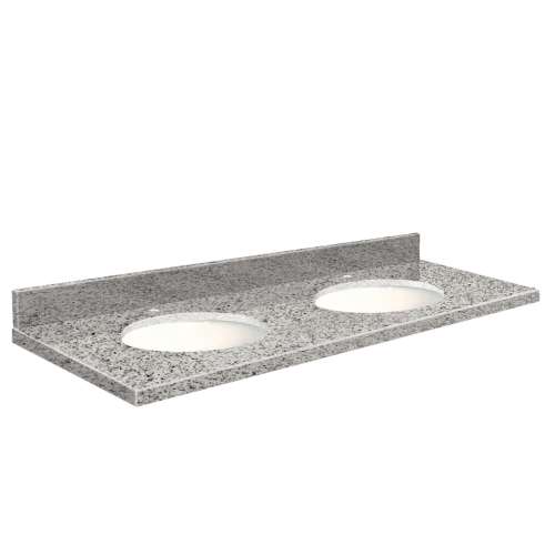 G61222-F4 Nouveau 61-in x 22-in Granite Double Bowl Vanity Top With Eased Edge, Rosselin White