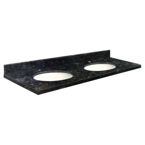 G61222-F6 Nouveau 61-in x 22-in Granite Double Bowl Vanity Top With Eased Edge, Black Galaxy