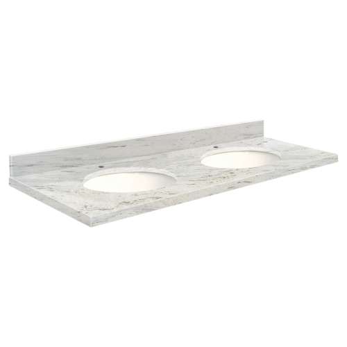 G61222-F7 Nouveau 61-in x 22-in Granite Double Bowl Vanity Top With Eased Edge, River White