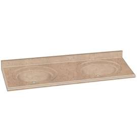 ITBC61222-A4 Decor 61-in x 22-in Solid Surface Double Bowl Vanity Top, Sand Castle
