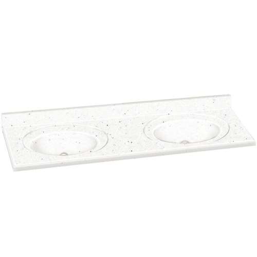 ITBC61222-B9 Decor 61-in x 22-in Solid Surface Double Bowl Vanity Top, Matrix Summit