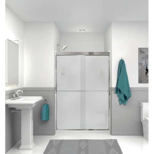 KSAE4836C-31PC 48-in x 36-in x 72-in 6-Piece Glue-on Expressions Shower Kit with Door and Accessories, White/Polished Chrome