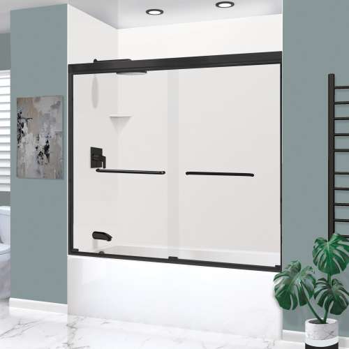 KTAE6030L-31MB 60-in x 30-in x 92-in 6-Piece Glue-on Expressions Shower/Tub Kit with Door and Accessories, White/Matte Black