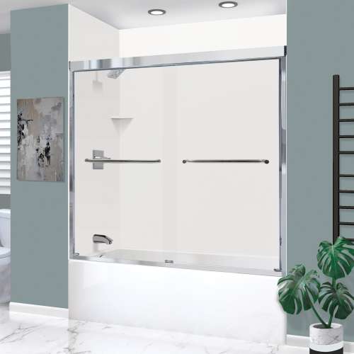 KTAE6030L-31PC 60-in x 30-in x 92-in 6-Piece Glue-on Expressions Shower/Tub Kit with Door and Accessories, White/Polished Chrome