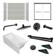 KTAFS603660L-27MB 60-in x 36-in x 80-in 7-Piece Glue-on Saramar Shower/Tub Kit with Door Faucet and Accessories, Grey Beach/Matte Black