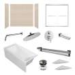 KTAFS603660L-28PC 60-in x 36-in x 80-in 7-Piece Glue-on Saramar Shower/Tub Kit with Door Faucet and Accessories, Cashew/Polished Chrome