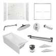 KTAFS603660L-47PC 60-in x 36-in x 80-in 7-Piece Glue-on Saramar Shower/Tub Kit with Door Faucet and Accessories, White Venito/Polished Chrome