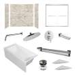 KTAFS603660L-49PC 60-in x 36-in x 80-in 7-Piece Glue-on Saramar Shower/Tub Kit with Door Faucet and Accessories, Sand Creme/Polished Chrome
