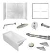 KTAFS603660L-50BS 60-in x 36-in x 80-in 7-Piece Glue-on Saramar Shower/Tub Kit with Door Faucet and Accessories, Lunar/Brushed Stainless