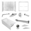 KTAFS603660L-50PC 60-in x 36-in x 80-in 7-Piece Glue-on Saramar Shower/Tub Kit with Door Faucet and Accessories, Lunar/Polished Chrome
