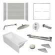 KTAFS603660R-27BS 60-in x 36-in x 80-in 7-Piece Glue-on Saramar Shower/Tub Kit with Door Faucet and Accessories, Grey Beach/Brushed Stainless