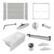 KTAFS603660R-27PC 60-in x 36-in x 80-in 7-Piece Glue-on Saramar Shower/Tub Kit with Door Faucet and Accessories, Grey Beach/Polished Chrome