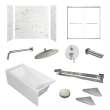 KTAFS603660R-47BS 60-in x 36-in x 80-in 7-Piece Glue-on Saramar Shower/Tub Kit with Door Faucet and Accessories, White Venito/Brushed Stainless