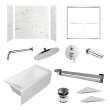 KTAFS603660R-47PC 60-in x 36-in x 80-in 7-Piece Glue-on Saramar Shower/Tub Kit with Door Faucet and Accessories, White Venito/Polished Chrome