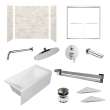 KTAFS603660R-48PC 60-in x 36-in x 80-in 7-Piece Glue-on Saramar Shower/Tub Kit with Door Faucet and Accessories, Biscotti Marble/Polished Chrome
