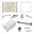 KTAFS603660R-49PC 60-in x 36-in x 80-in 7-Piece Glue-on Saramar Shower/Tub Kit with Door Faucet and Accessories, Sand Creme/Polished Chrome