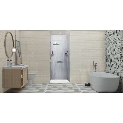 LWKX36368412-186 Lusso 36-in x 36-in x 84/12-in Glue To Wall 6-Piece Transition Shower Wall Kit, Glacier Grey