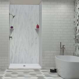 Transolid LWKX48368412-190 Lusso 48-in x 36-in x 84/12-in Glue To Wall 6-Piece Transition Shower Wall Kit, Bellanca