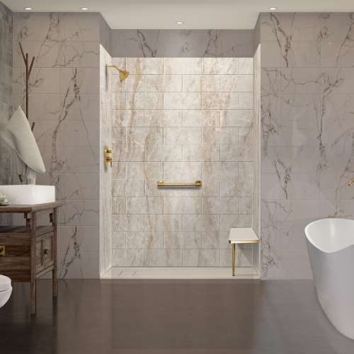 PPWK603696-62 Prodigy Plus 60-in x 36-in x 96-in Shower Wall Kit, Aztec (8-in x 16-in Horizontal Tile Pattern with Stone Color)