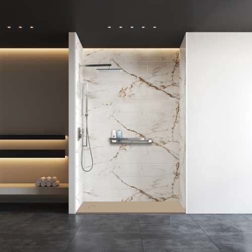 PPWK603696-63 Prodigy Plus 60-in x 36-in x 96-in Shower Wall Kit, Lustrous Gold (8-in x 16-in Horizontal Tile Pattern with Stone Color)