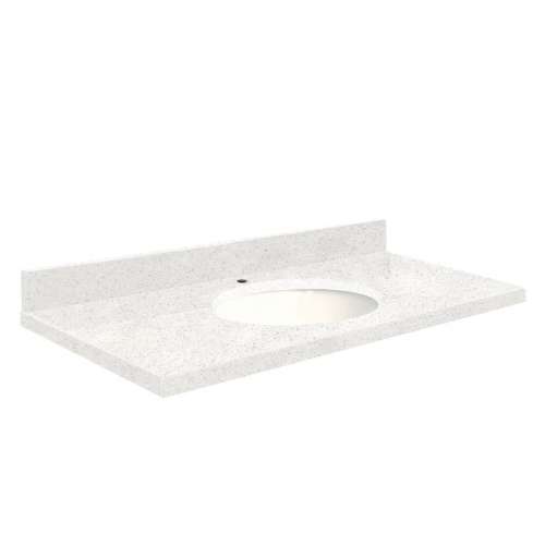 Q3722-4W Nouveau 37-in x 22-in Quartz Single Bowl Vanity Top With Eased Edge, Natural White
