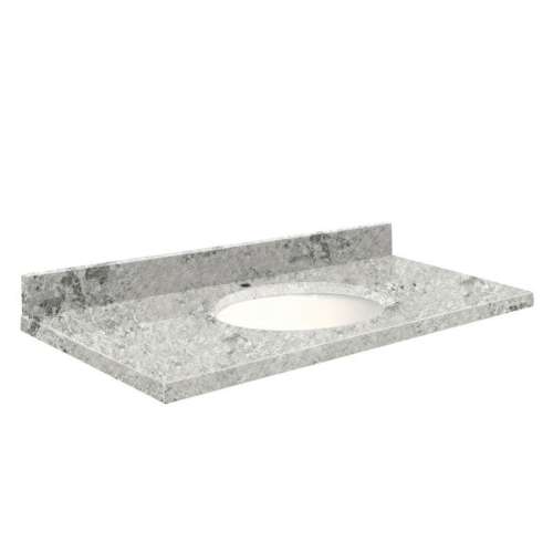 Q3722-6C Nouveau 37-in x 22-in Quartz Single Bowl Vanity Top With Eased Edge, Winter Wonder