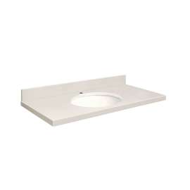 Q4322-3A Nouveau 43-in x 22-in Quartz Single Bowl Vanity Top With Eased Edge, Milan White