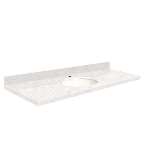 Q6122-4W Nouveau 61-in x 22-in Quartz Single Bowl Vanity Top With Eased Edge, Natural White