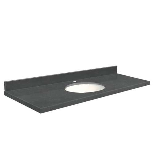 Q6122-6B Nouveau 61-in x 22-in Quartz Single Bowl Vanity Top With Eased Edge, Black Carrara