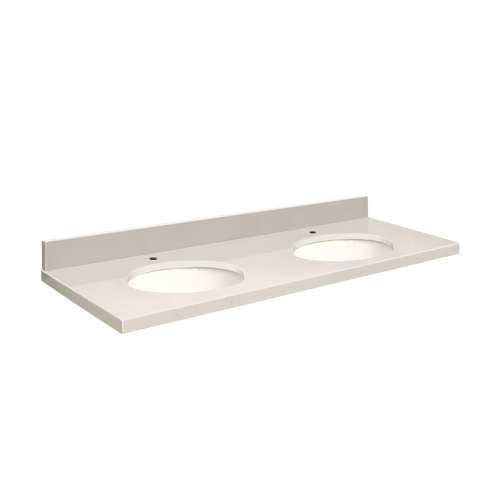 Q61222-3A Nouveau 61-in x 22-in Quartz Double Bowl Vanity Top With Eased Edge, Milan White