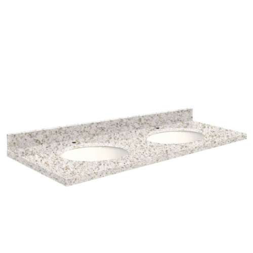 Q61222-4N Nouveau 61-in x 22-in Quartz Double Bowl Vanity Top With Eased Edge, Almond Delite
