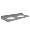 Q61222-4R Nouveau 61-in x 22-in Quartz Double Bowl Vanity Top With Eased Edge, Urban Grey
